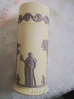 Wedgwood Taupe Marron Sur Vase Canne Jaune Jasperware Déversement Arcadian