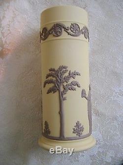 Wedgwood Taupe Marron Sur Vase Canne Jaune Jasperware Déversement Arcadian