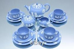 Wedgwood Teeservice Jasperware Hellblau, Bleu Jasper, Teekanne, Tasse, Conteuse