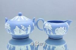 Wedgwood Teeservice Jasperware Hellblau, Bleu Jasper, Teekanne, Tasse, Conteuse