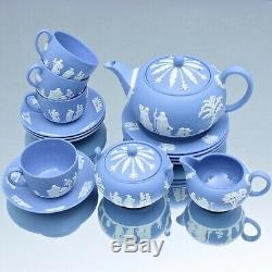 Wedgwood Teeservice Jasperware Hellblau, Bleu Jasper, Teekanne, Tasse, Conteuse