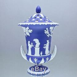 Wedgwood Um 1820 Vase Potpourri Grosse, Reliefs, Jasperware Blau, Campaner, Plongeon