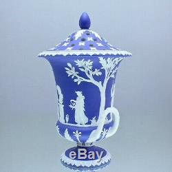 Wedgwood Um 1820 Vase Potpourri Grosse, Reliefs, Jasperware Blau, Campaner, Plongeon