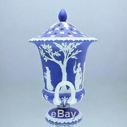 Wedgwood Um 1820 Vase Potpourri Grosse, Reliefs, Jasperware Blau, Campaner, Plongeon