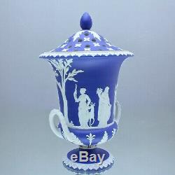 Wedgwood Um 1820 Vase Potpourri Grosse, Reliefs, Jasperware Blau, Campaner, Plongeon