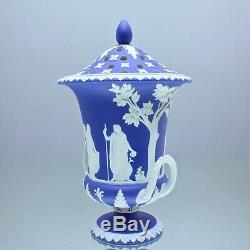 Wedgwood Um 1820 Vase Potpourri Grosse, Reliefs, Jasperware Blau, Campaner, Plongeon