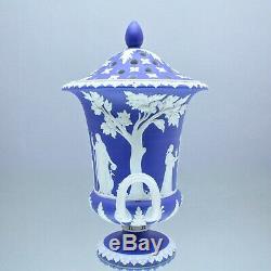 Wedgwood Um 1820 Vase Potpourri Grosse, Reliefs, Jasperware Blau, Campaner, Plongeon