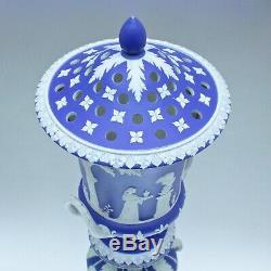 Wedgwood Um 1820 Vase Potpourri Grosse, Reliefs, Jasperware Blau, Campaner, Plongeon