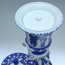 Wedgwood Um 1820 Vase Potpourri Grosse, Reliefs, Jasperware Blau, Campaner, Plongeon