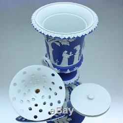 Wedgwood Um 1820 Vase Potpourri Grosse, Reliefs, Jasperware Blau, Campaner, Plongeon