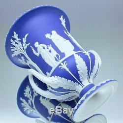 Wedgwood Um 1820 Vase Potpourri Grosse, Reliefs, Jasperware Blau, Campaner, Plongeon