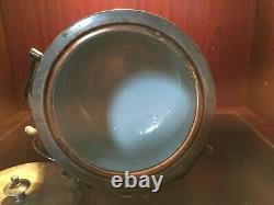 Wedgwood Vintage Jasperware Bleu Dip Biscuit Thé Barrel Pot D'argent Couvercle