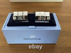 Wedgwood White, Grey And Black Jasperware Sterling Silver Mounted Cufflink Boxed