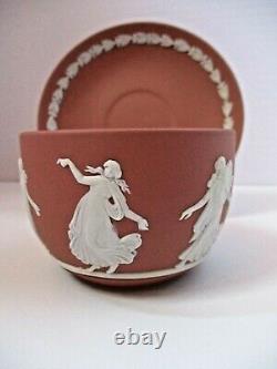 Wedgwood White On Terracotta Jasperware Dancing Hours Tea Cup & Soucoupe Set