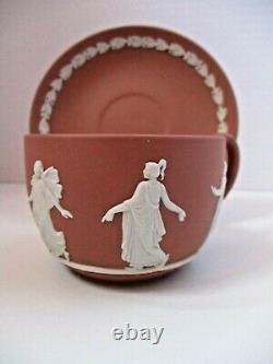 Wedgwood White On Terracotta Jasperware Dancing Hours Tea Cup & Soucoupe Set