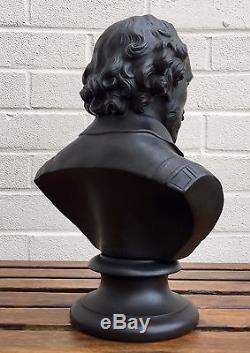 Wedgwood -william Shakespeare- Large C19th Black Basalt Jasperware Bust Figure