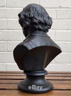 Wedgwood -william Shakespeare- Large C19th Black Basalt Jasperware Bust Figure