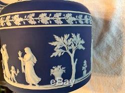 (env. 1800) Rare Plat À Fromage À Grand Coupole Jasperware Bleu Cobalt Wedgwood