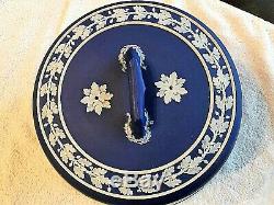 (env. 1800) Rare Plat À Fromage À Grand Coupole Jasperware Bleu Cobalt Wedgwood Unique