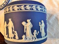 (vers 1800) Antique Wedgwood Cobalt Blue Jasperware Grand Plat À Fromage Dome Rare